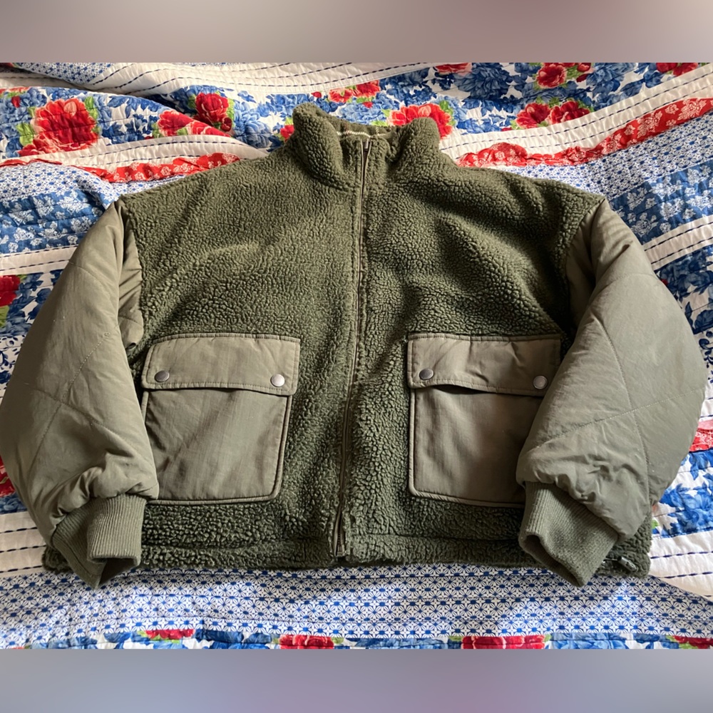 American Eagle Womens Jacket Reversible  Sherpa Wool XL